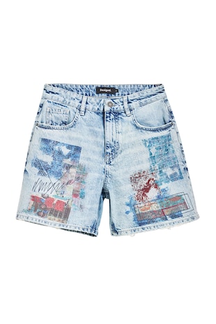 Pantaloni scurti din denim cu imprimeu