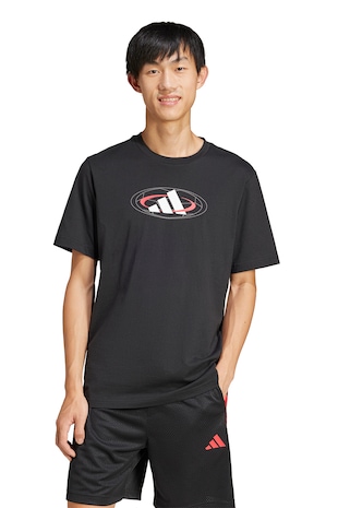 adidas Sportswear Tricou cu imprimeu logo, Rosu/Alb/Negru