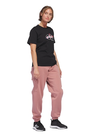 adidas Sportswear Tricou cu imprimeu logo si decolteu la baza gatului, Negru/Coral/Alb optic