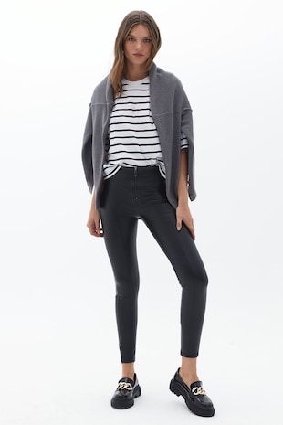OXXO Colanti crop cu talie inalta, Negru