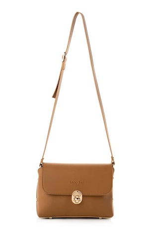 Lucky Bees Geanta crossbody din piele ecologica, Caramel