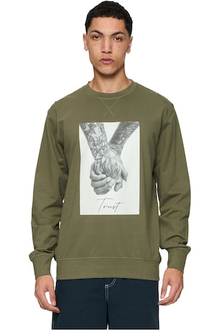 Mister tee Bluza de trening unisex cu imprimeu foto, Verde masliniu