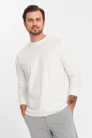 OMBRE Bluza lejera cu decolteu la baza gatului, Alb murdar