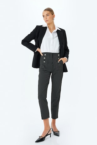 KOTON Pantaloni conici cu talie inalta, Negru
