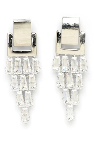 AVANT-GARDE PARIS Cercei drop cu cristal, Argintiu/Transparent