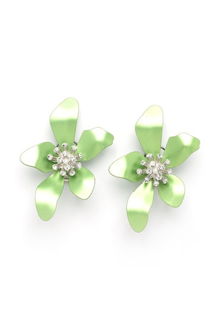 AVANT-GARDE PARIS Cercei de aluminiu in forma de floare, Verde deschis