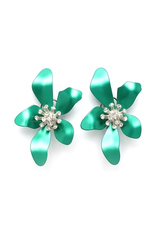 AVANT-GARDE PARIS Cercei de aluminiu in forma de floare, Verde