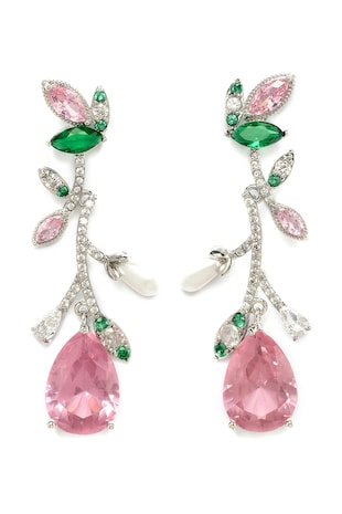 AVANT-GARDE PARIS Cercei drop cu model floral Elegant, Verde/Roz deschis/Transparent