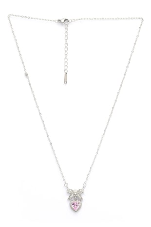 AVANT-GARDE PARIS Colier cu cristale Bow Of Hearts, Roz/Argintiu