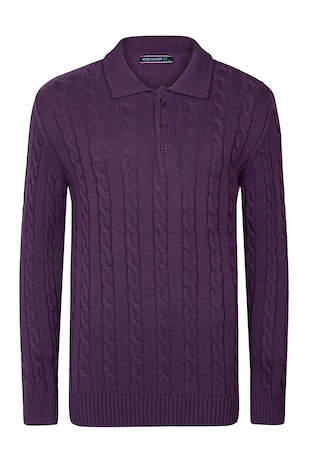 Felix Hardy Pulover polo cu model torsade, Violet