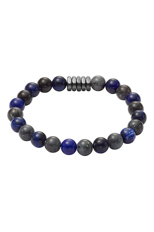 Fossil Bratara cu margele, Albastru indigo/Gri inchis