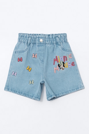 Pantaloni scurti din denim cu broderie cu Minnie Mouse