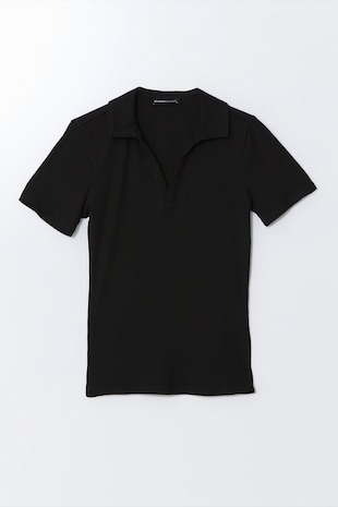 LC WAIKIKI Tricou polo cambrat, Negru