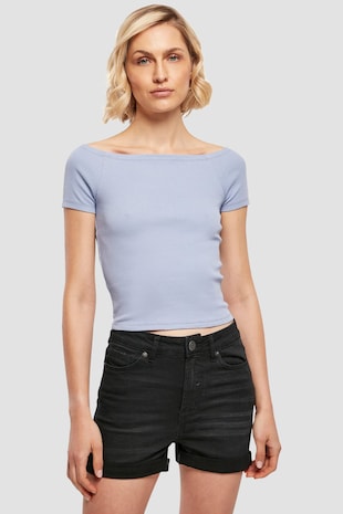 Urban Classics Tricou crop cu aspect striat, Albastru pal