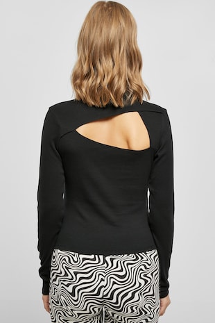 Urban Classics Bluza crop cu decupaj pe partea din spate, Negru