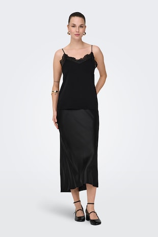 Only Top cu insertii de dantela, Negru