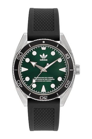 adidas Ceas unisex cu o curea de silicon, Argintiu/Negru/Verde marin