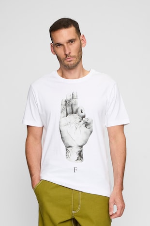 Mister tee Tricou regular fit cu decolteu la baza gatului, Alb optic/Gri inchis