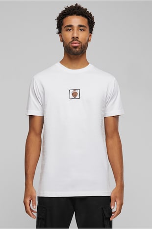 Mister tee Tricou cu decolteu la baza gatului si imprimeu discret, Alb optic