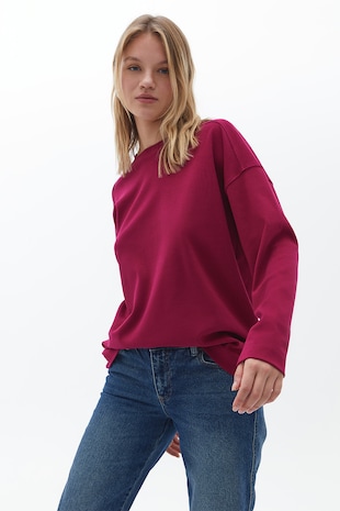 OXXO Bluza cu maneci cazute, Visiniu