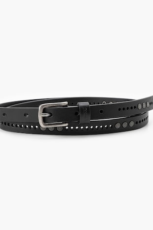 Levi's Curea uni de piele cu o catarama metalica, Negru