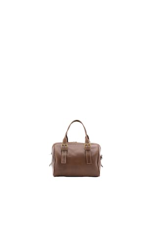 Alessia Firenze Geanta bowler unisex de piele, Maro inchis