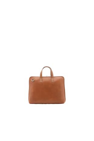 Alessia Firenze Geanta unisex de piele cu bareta de umar, Caramel