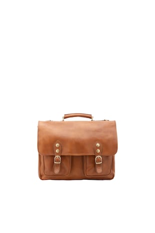 Alessia Firenze Geanta messenger unisex de piele, Caramel