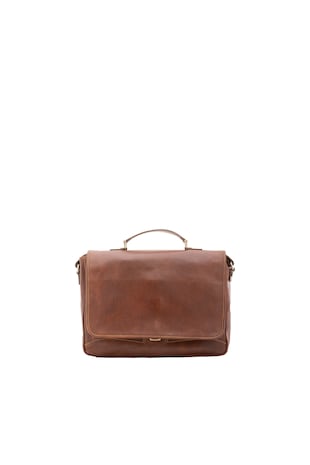 Alessia Firenze Geanta crossbody de piele cu bareta detasabila, Maro