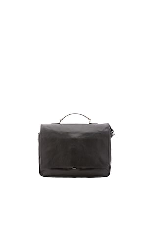 Alessia Firenze Geanta crossbody de piele cu bareta detasabila, Negru