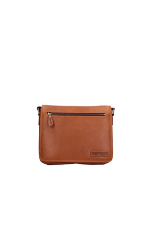 Hill Burry Geanta crossbody de piele cu bareta detasabila, Maro