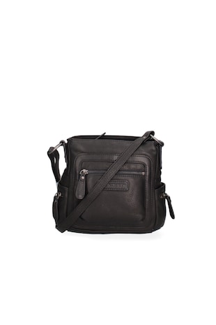Hill Burry Geanta crossbody uni de piele, Negru