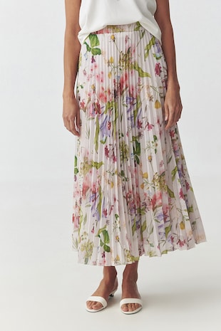 Virágmintás pliszírozott szoknya