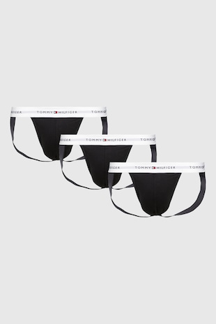 Tommy Hilfiger Set de chiloti cu banda cu logo in talie - 3 perechi, Negru stins/Alb optic