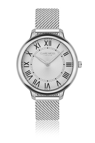 Clare Moss Ceas analog cu numerale romane, Argintiu