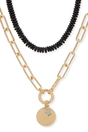 DKNY Colier dublu cu pietre zirconia, Auriu