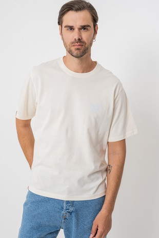 Jack & Jones Tricou cu imprimeu pe partea din spate, Albastru pastel/Galben pal