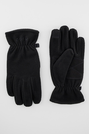 HUGO Manusi din fleece cu logo brodat, Negru