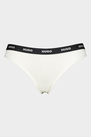 HUGO Chiloti tanga cu banda logo in talie, Alb