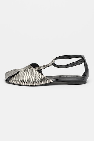 Krokodilbőr hatású szögletes orrú balerinacipő