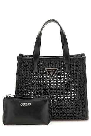GUESS — Сплетена чанта през рамо Brigitta и несесер, Черен