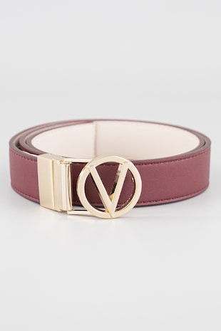 Valentino Bags Curea cu catarama cu logo Roof, Visiniu