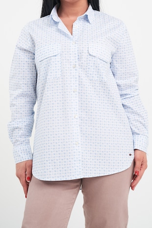 Lee Cooper Camasa relaxed-fit cu buzunare pe piept, Alb/Albastru