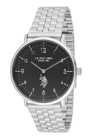 U.S. Polo Assn. Ceas analog cu bratara din otel inoxidabil, Argintiu