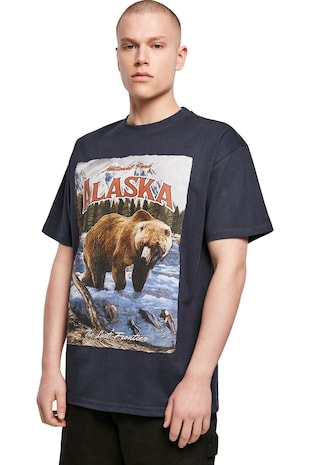 Mister tee Tricou unisex cu imprimeu foto, Maro/Albastru ultramarin/Caramiziu