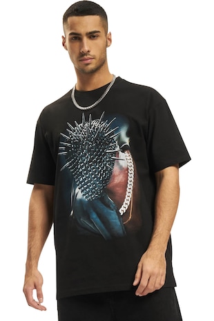 Mister tee Tricou unisex supradimensionat cu imprimeu, Rosu/Negru/Albastru