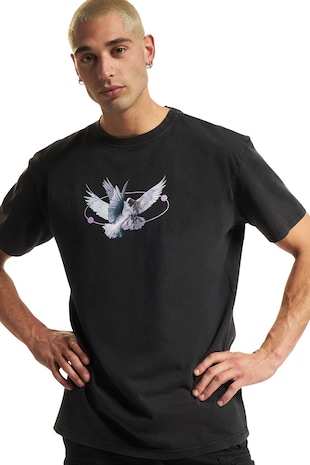 Mister tee Tricou unisex cu imprimeu grafic, Negru stins/Lila