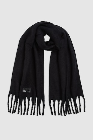 KARL LAGERFELD JEANS Fular uni cu franjuri, Negru