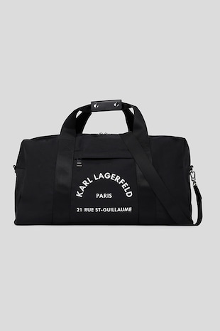 Karl Lagerfeld Geanta duffle de pana cu imprimeu logo, Negru