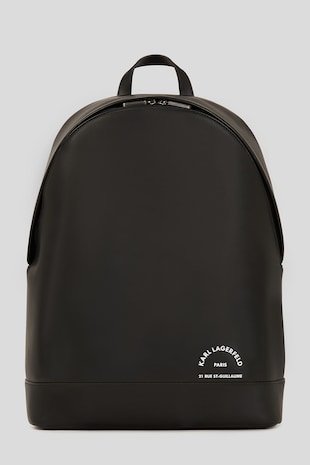 Karl Lagerfeld Rucsac de piele ecologica cu imprimeu logo, Maro inchis